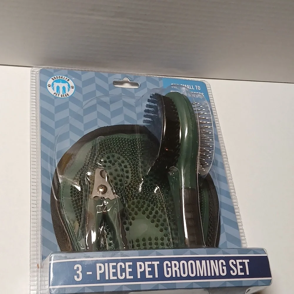 Pet Grooming 3 Piece Set Black Green 3-Way For Small to Medium Breeds NWT